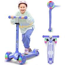 WAYPLUS 3 Wheel Scooter For Kids Ages 3+, 25mm Extra Thick Deck & Light Up Wheels For Kids Ages 3-5, 5-7. 4 Levels Adjustable Heights, Three Wheel Scooter For Kids Ages 8-12, Max Load 180LBS - 藍色 - 查看 1