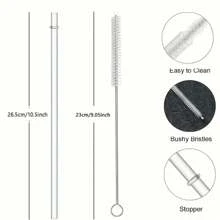 10.5 Inch Reusable Straws, PP Material, Transparent Thick Plastic, 12pcs/Set With Cleaning Brush, Christmas Gift, School Supplies - Clear - View 2