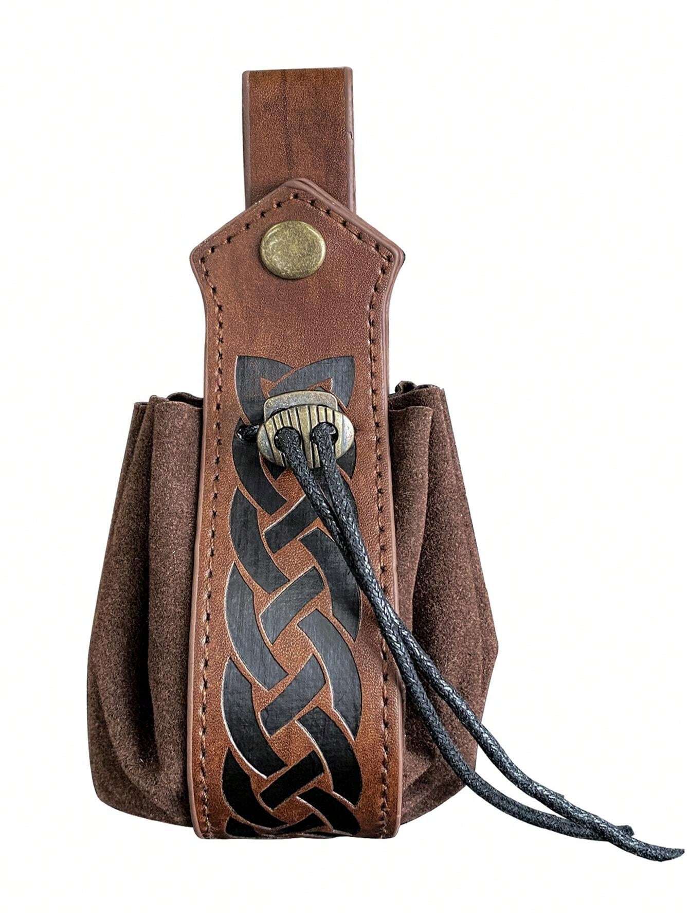 Medieval Alchemy PU Leather Belt Bag With 4 Cork Potion Vials, Fantasy