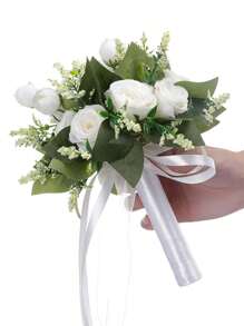 1 pezzo nuziale damigella d'onore mano mazzo fatto con puro colore seta rose , ideale per , matrimonio , e fotografia