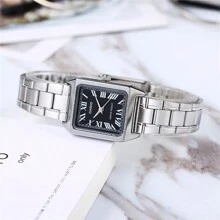 CASIO卡西欧STANDARD系列DRESS系列商务简约优雅罗马刻度石英机芯不锈钢表带日韩手表女表黑色表盘LTP-V007D-1B - 黑色 - 查看 4