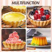 10pcs/20pcs/40pcs Egg Tart Mold Disposable Foil Trays Muffin Cases Egg Tart Tins Mince Pie Foil Cake Cases Pudding Cake Cookie Mold Lined Mould Pastry Dish Aluminium Mold Cups Cases Tin Pans - Multicolor - View 12