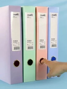 A4彩色折叠文件盒/收纳盒/剪贴板盒/发票夹，桌面整理器用塑料合同文件盒，办公用品，莫兰迪色返校，学校用品 - A4背寬5.5CM - 查看 6