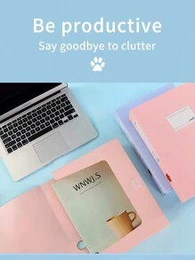 A4彩色折叠文件盒/收纳盒/剪贴板盒/发票夹，桌面整理器用塑料合同文件盒，办公用品，莫兰迪色返校，学校用品 - A4背寬5.5CM - 查看 2