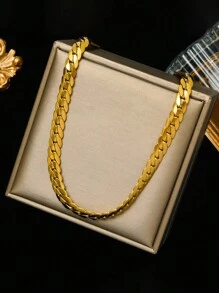 2pcs Simple Stainless Steel Thick Chain Hip Hop Punk Personalized Cool Necklace + Bracelet Set - Set - View 4