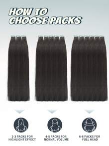 10 Pcs Mini Tape In Hair Extensions Human Hair Color 1b Nature Black 14-22 Inch Remy Human Hair Double Side Invisible Seamless Tape In Hair Extensions