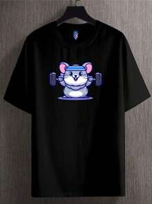 Gym Mouse T-Shirt Men's And Women's T-Shirt Dtf - 黑色 - 查看 1