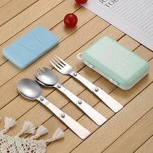 Set de 3 cucharas plegables de acero inoxidable, cubiertos portátiles para picnic, acampada y viajes, regalo de Navidad - Multicolor - Ver 12