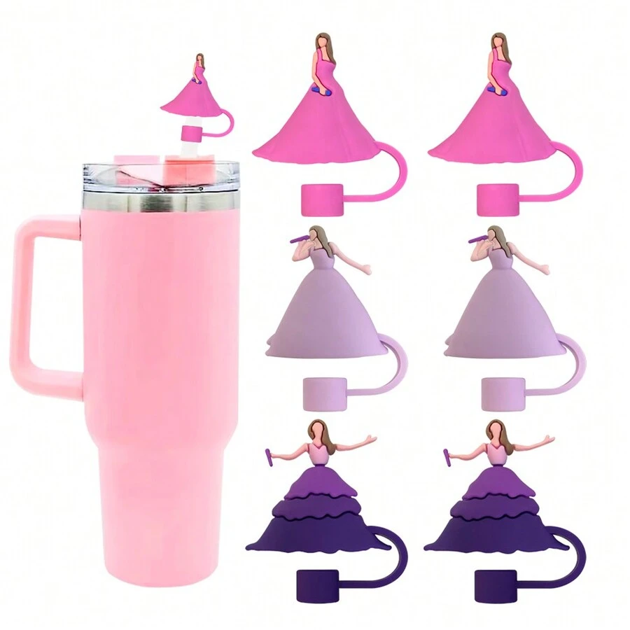 6 nắp ống hút công chúa biết hát phù hợp với cốc thủy tinh 30 & 40 Oz, phụ kiện đồ thủy tinh, nắp bảo vệ đầu ống hút có thể tái sử dụng cho ống hút uống nước có đường kính 10mm/0,4 inch, đầu ống hút đơn giản để ngăn bụi và sử dụng hàng ngày - Nhiều màu - Xem 1