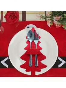 4 件装圣诞树餐具架袋、圣诞银器架口袋、勺子叉子袋收纳袋，适用于节日圣诞节派对餐桌装饰装饰品、家居装饰、圣诞礼物、家居礼物、房间装饰 - 彩色 - 查看 2