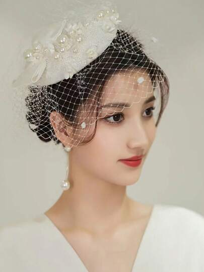 优雅女士迷你迷人帽子，英式复古头饰，适合派对、婚礼、茶会和拍照