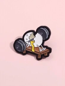1pc Funny Gym Weightlifting Enamel Brooch, Creative Weightlifting Accident Metal Lapel Pin Badge, Gift For Friends - Multicolor - View 3