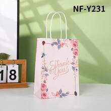 10 túi quà tinh tế, loạt hoa, túi quà cảm ơn, cầm tay, túi giấy kraft cao cấp, túi quà tặng lễ tạ ơn và giáng sinh - Nhiều màu - Xem 4