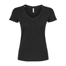 Women's Slim Fit Fine Jersey V-Neck T-Shirt (Black) - màu đen - Xem 1