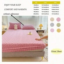 1 tấm ga trải giường vừa vặn bằng nhung giả màu hồng hình thoi chần bông, tấm ga trải giường vừa vặn bằng nhung giả dày màu trơn đơn giản, thích hợp sử dụng tại nhà và ký túc xá, phù hợp cho mùa thu đông (1 tấm ga trải giường vừa vặn, không có vỏ gối) - Hồng - Xem 2