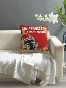 1 chiếc vỏ gối mềm in hình mũ bảo hiểm bóng đá San Francisco theo yêu cầu cá nhân, có thể tự thiết kế chữ kỷ niệm, hình chữ nhật dệt dành cho người hâm mộ thể thao, vỏ gối in ảnh cá nhân tùy chỉnh, quà tặng cho gia đình, bạn bè, không kèm ruột gối. - Nhiều màu - Xem 3