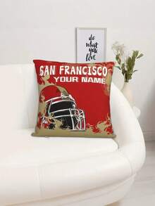 1 chiếc vỏ gối mềm in hình mũ bảo hiểm bóng đá San Francisco theo yêu cầu cá nhân, có thể tự thiết kế chữ kỷ niệm, hình chữ nhật dệt dành cho người hâm mộ thể thao, vỏ gối in ảnh cá nhân tùy chỉnh, quà tặng cho gia đình, bạn bè, không kèm ruột gối. - Nhiều màu - Xem 2