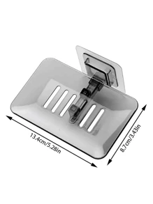 1 包肥皂盒，粘性肥皂架，浴室塑料肥皂盒，卫生纸架，浴室收纳架 - 無色 - 查看 3