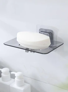 1 包肥皂盒，粘性肥皂架，浴室塑料肥皂盒，卫生纸架，浴室收纳架 - 無色 - 查看 7