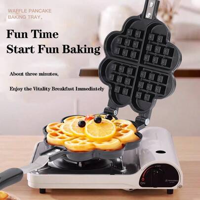 Household Aluminum Non Stick Mold Waffle Maker, Muffin Mold, Baking Waffle Baking Tray, DIY Biscuit Cake Mold, Double-Sided Pot, Egg Yolk Baking Tray, Pizza
