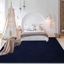 Large Area Rugs For Bedroom Living Room,  Solid Fluffy Super Soft Memory-Foam Furry Bedside Carpets, Modern Indoor Floor Rug Aesthetic Minimalist Rug For Kids Girls Boys Home Decor - 藏蓝色 - 查看 1