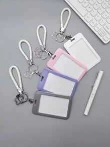 1 chiếc túi đựng thẻ nhựa màu trơn, giá đựng thẻ nhiều màu đơn giản, thích hợp để đựng thẻ sinh viên, thẻ xe buýt, thẻ trường, có móc khóa lò xo, đồ dùng học tập, trở lại trường - Nhiều màu - Xem 6