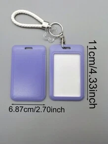 1 chiếc túi đựng thẻ nhựa màu trơn, giá đựng thẻ nhiều màu đơn giản, thích hợp để đựng thẻ sinh viên, thẻ xe buýt, thẻ trường, có móc khóa lò xo, đồ dùng học tập, trở lại trường - Nhiều màu - Xem 2