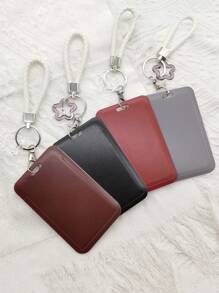 1 chiếc túi đựng thẻ nhựa màu trơn, giá đựng thẻ nhiều màu đơn giản, thích hợp để đựng thẻ sinh viên, thẻ xe buýt, thẻ trường, có móc khóa lò xo, đồ dùng học tập, trở lại trường - Nhiều màu - Xem 5