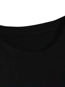 Men's Oversized T-Shirt Streetwear Street Style Premium 100% Cotton Turtleneck Unisex New Arrival - 黑色 - 查看 5