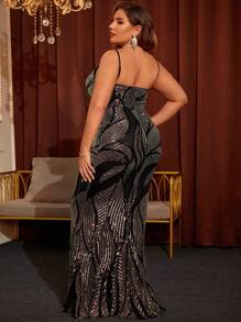 大码多色亮片 V 领吊带礼服、晚礼服，适合婚礼嘉宾、毕业典礼、晚宴 - 彩色 - 查看 6