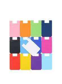 1PC Mobile Phone Silicone Card Holder Slot Sleeve, Stick On Pocket Credit Card ID Case Pouch Compatible With Apple Android - Multicolor - View 2