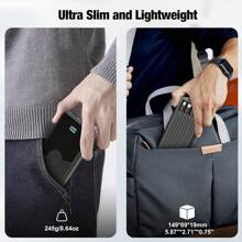 Portable Charger With Built In Cables,High Speed Power Bank 10000mAh Travel Battery Pack 5 Outputs 3 Inputs Portable Phone Charger Backup Battery For Android Cell Phone, IPad,Tablets - 黑色 - 查看 6