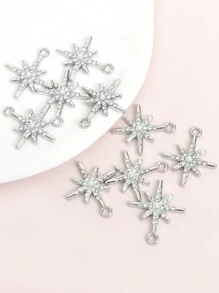 10pcs Sparkling Crescent Moon & Eight-Pointed Star Charms With Rhinestones Faux Pearl Decor - Daily Dating Wearing Stylish Simple Jewelry Making Accessories Elegant Necklace, Bracelet, Earrings And Four Seasons Clothing Decorations DIY Star & Moon Shape Alloy Pendants - Ideal Choice For Eid, Ramadan Gifts