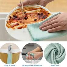 5 miếng/gói khăn lau kính sợi nhỏ, khăn lau kính họa tiết vảy cá, khăn lau cửa sổ không xơ, nước lau gương ô tô và nhà bếp, giẻ lau đa năng không để lại vệt, đồ dùng vệ sinh - Nhiều màu - Xem 3