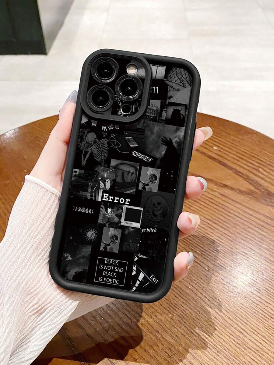 1个“错误”涂鸦防震手机壳，兼容苹果/三星/Infinix/红米/OPPO/vivo/realme/摩托罗拉/荣耀/一加等品牌，防水防摔防刮。 - 黑色 - 查看 1