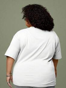 JUICE CAT Plus Size T-Shirt Women's Fashion 100% Cotton Streetwear NEW! - 白色 - 查看 2