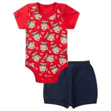 6 Piece Kit Boy's Short Sleeve Bodysuit And Shorts 100% Cotton Baby Clothes - Royal Blue - View 4