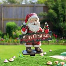 1 chữ "Merry Christmas", Cọc vườn Acrylic hình ông già Noel, Đồ trang trí bãi cỏ ngoài trời bền 2D, Tạo không khí ngày lễ - Nhiều màu - Xem 3