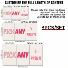 3Pcs Custom Gallery Canvas Wall Set, Pick Your Own 3 Digital Prints, Pick Your Own, Retro Printable Wall Art, Custom Wall Art, Optional Frame,Graphic Print - Multicolor - View 4