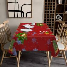 1 件防水耐热涤纶桌布 - 节日印花，编织矩形餐桌布，适用于餐桌和咖啡桌 - 机织涤纶面料，圣诞装饰 - 彩色 - 查看 8