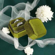 1pc 5*4.5*4.5 Cm Velvet Ring Box For Couples, White/Pink Ring Box For Engagement Rings, Hexagonal Velvet Wedding Jewelry Storage Box, Vintage Octagonal Double Ring Box For Rhinestone Ring And Earrings, Suitable For Ring And Earring Storage, Suitable For Proposal, Wedding, Gift Giving, Anniversary To Wife. Can Also Be Used For Portable Travel. Back To School - Multicolor - View 22