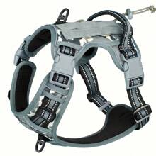 Dây nịt chiến thuật cho chó, dây nịt áo vest quân đội có thể điều chỉnh, dây nịt không kéo móc kim loại đôi chống kéo cho chó chăn cừu Đức, chó Labrador đang được huấn luyện, đi bộ - Xám - Xem 5