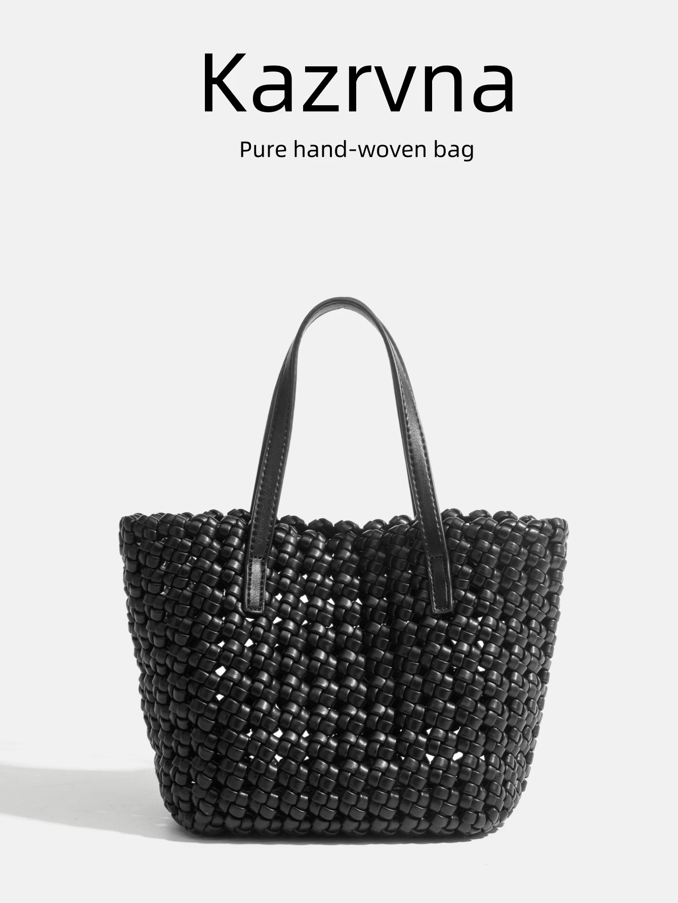 Women Handbags Lightweight Pu Leather Casual Travel Vacation Ladies Top Handle Cross Body Shoulder Bucket Bag Small Tote Woven Bag Suitable For All Seasons,Black - Black - View 1