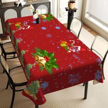 1 件防水耐热涤纶桌布 - 节日印花，编织矩形餐桌布，适用于餐桌和咖啡桌 - 机织涤纶面料，圣诞装饰 - 彩色 - 查看 16