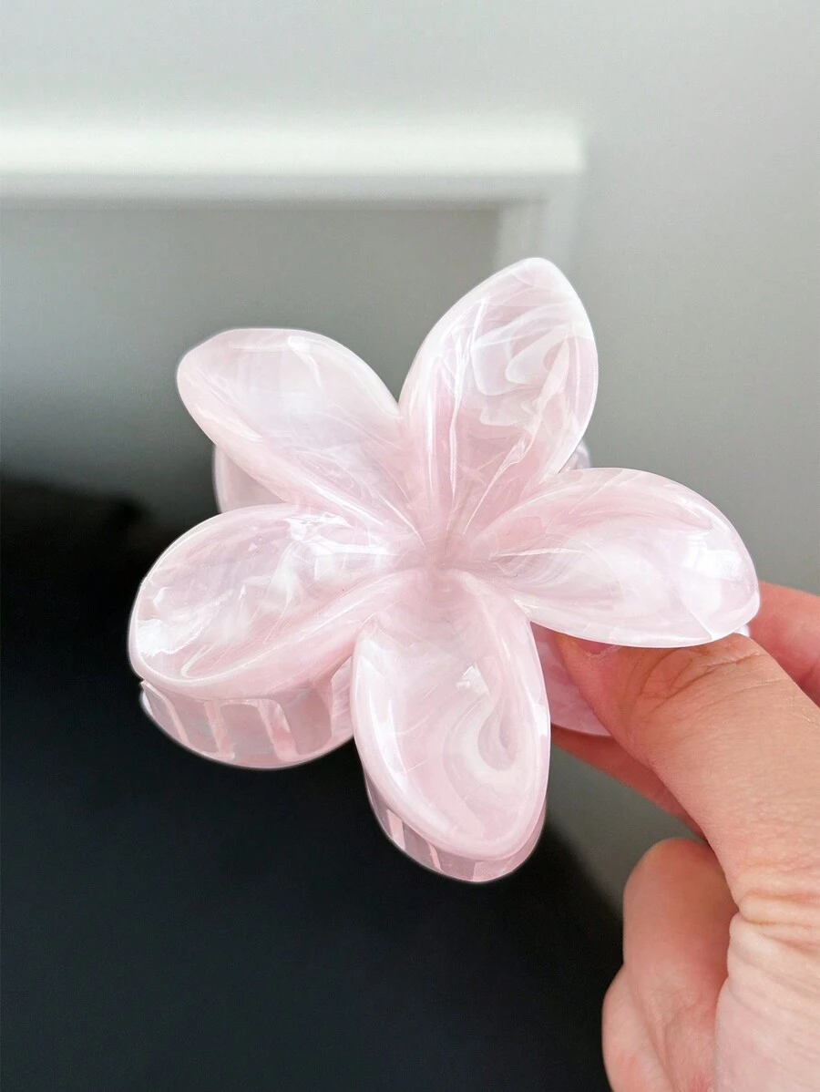 OUSEON Women's Pearlescent Plumeria Shaped Hair Clips,Lightweight Plastic Clamp, Fashionable And Elegant Solid Color Hair Claw,Hair Accessory For Everyday Wear,Casual Parties,Hair Grip Suitable For Hair Bundling, Valentine's Day Hair Jaw Clip Hair Clamps Hair Clutch Hair Catcher Clip, School Stuff, College Fall Winter Flower Claw Clip Hair Accessories For Women For Vacation Outfits Woman