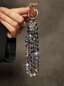 奢华多色水钻水晶手链/腕带，配有链条和短带、手机夹、钥匙袋、钱包吊坠钥匙扣，多色 - 彩色 - 查看 11
