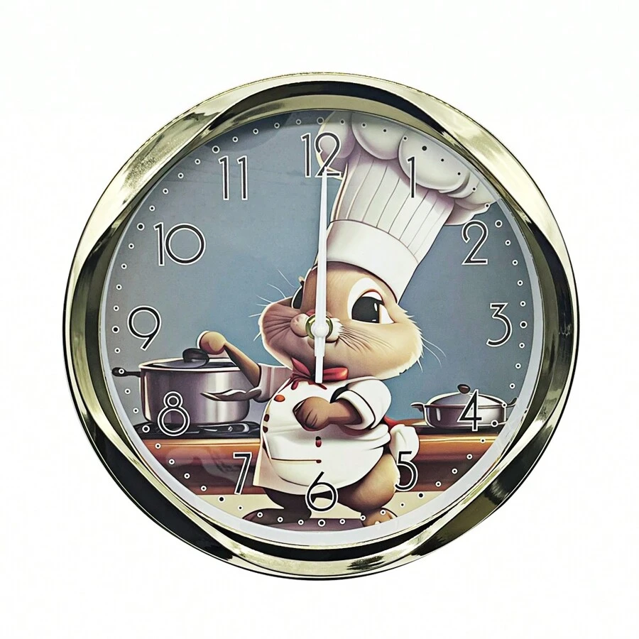 reloj de pared con estampado de animales de dibujos animados,reloj decorativo con marco dorado,relojes colgantes silenciosos, reloj de pared estampado sin tic-tac 25cm - modelo C - Ver 1