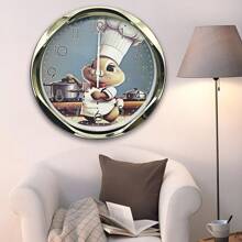 reloj de pared con estampado de animales de dibujos animados,reloj decorativo con marco dorado,relojes colgantes silenciosos, reloj de pared estampado sin tic-tac 25cm - modelo C - Ver 2