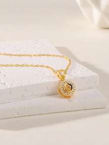 1PC Ảnh Chiếu Với Kim Cương, Dây Chuyền Hình Ảnh Tinh Tế, Trang Sức Ảnh Tưởng Niệm Cho Mẹ, Quà Tặng Phù Dâu, Quà Tặng Sinh Nhật, Quà Kỷ Niệm - Vàng - Xem 4