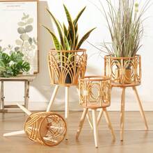 Nordic Style Lattice Flower Stand, Triangular, Floor-Standing, Woven, For Living Room, Balcony, Indoor Plants